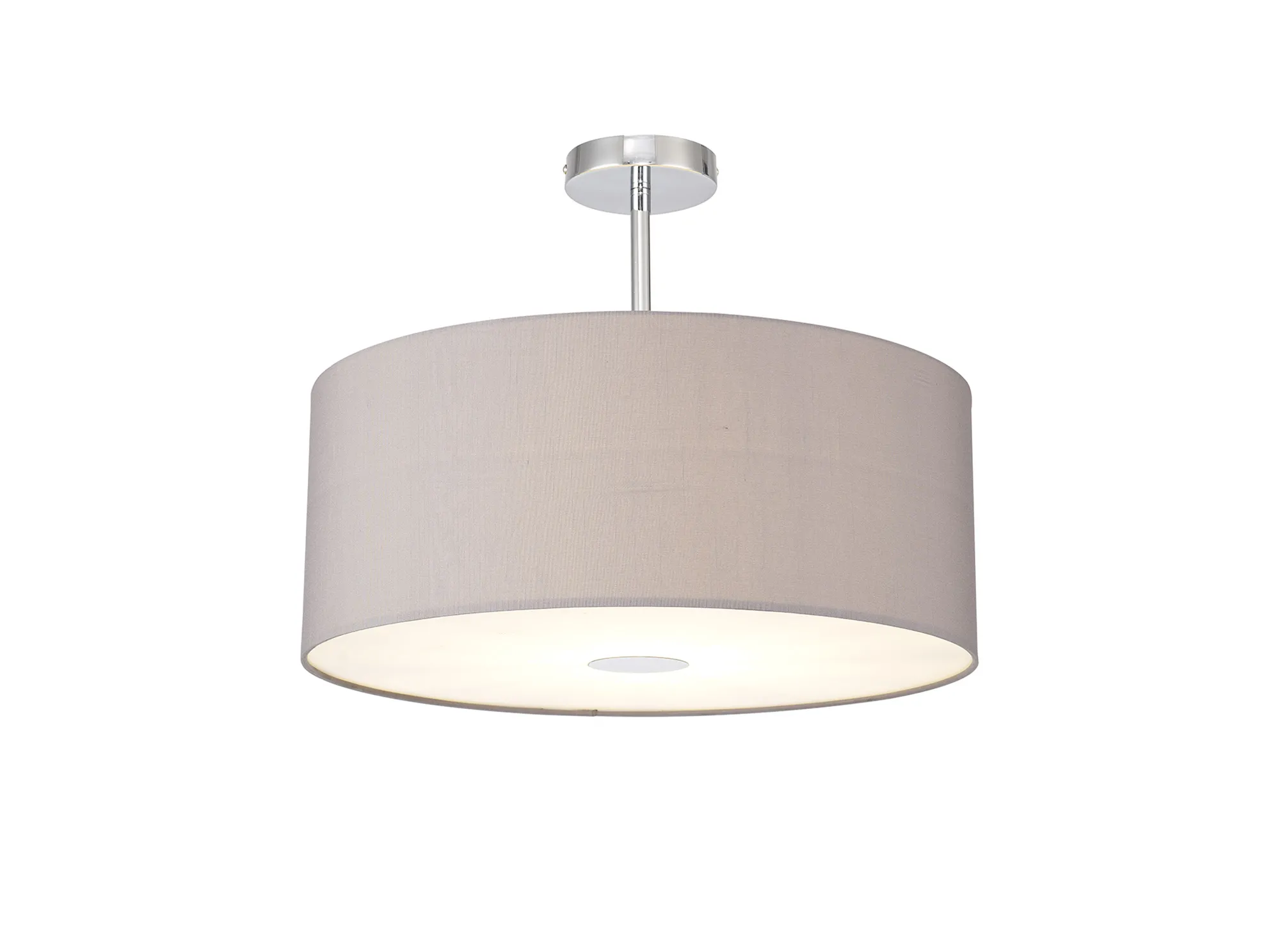 Baymont 50cm Semi Flush 1 Light Polished Chrome, Grey, Frosted Diffuser
